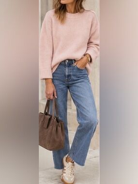 Alexandra Golovanoff Luxury Cashmere Wool Mohair Sweater – Blush Pink – M/L